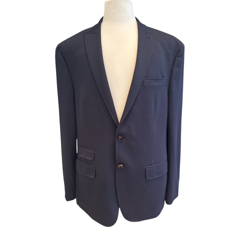 Murano Mens Navy Blazer Jacket 2-Button Single Breasted Notch Lapel Size 42R